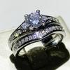 2Pcs Set Luxury Women Rings Wedding Engagement Accessories Cubic Zirconia Modern Fashionable Female Party Jewelry