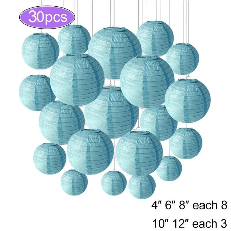 30Pcs Round Paper Lantern Wedding Decor Flowers Ball Lampion DIY Hanging Pompom Crafts Home Christmas Birthday Party Supplies