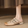 Fashion New Fashion Sandal Women Pumps Shoes Sexy Slingback Heels Retro Leather Party Casual Summer Round Toe Shoes Mueller Slippers