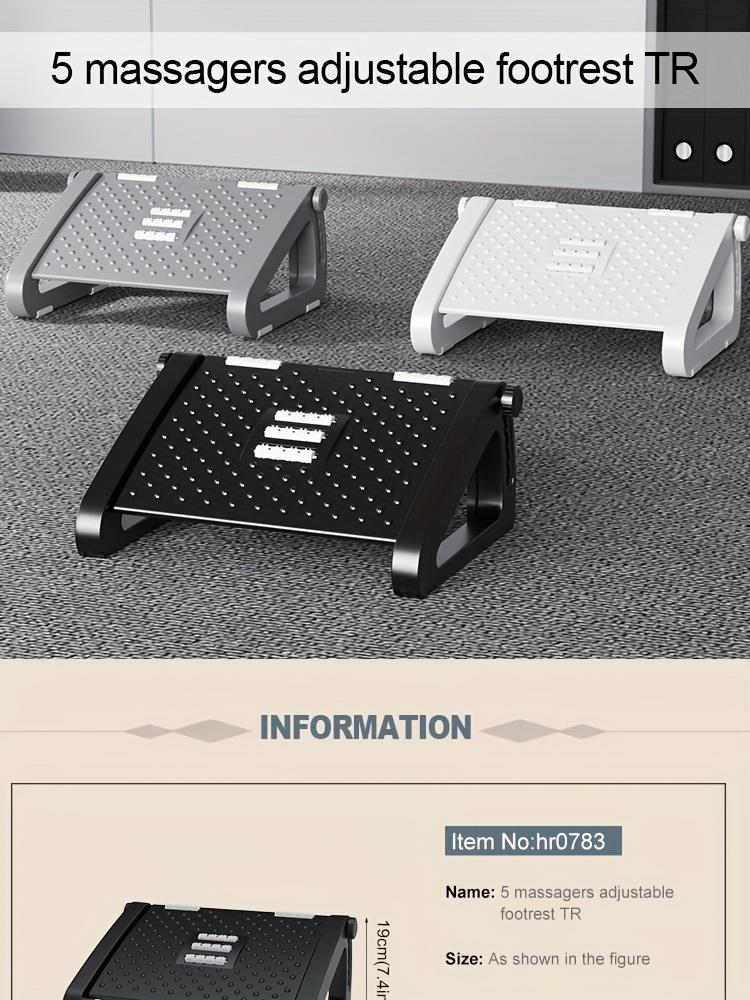 Footrest Stool with Adjustable Height - Durable Plastic Office & Home Footrest with Non-Slip Base, 5 Adjustable Rollers