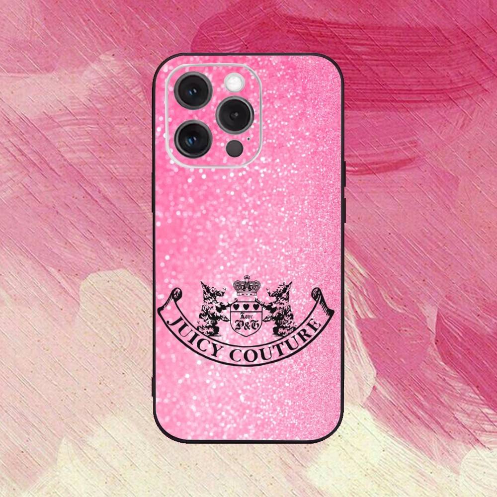 Juicy-12 C-Couture Phone Case  For iPhone17,16,15,14,13,12,11 Plus,Pro Max Soft Black Cover