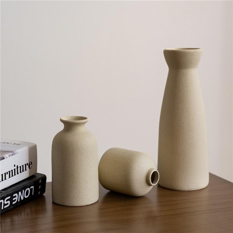 Ceramic Vase Set Decoration Home Living Room Flower Arrangement Modern Flower Set Three Piece White Vase Decoration