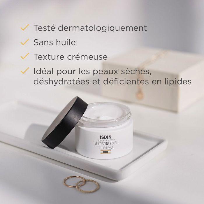 Crème pour le visage - Isdin - Glicoisdin 8 Soft - 50g - Tous types de peau - Texture crème