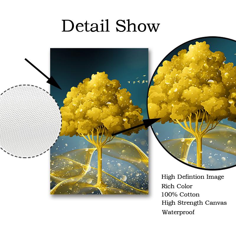 Goldren Tree and Deer Animals Wall Art Posters and Prints Wall Pictures for Living Room Nordic Style Home Decor Canvas Paintings