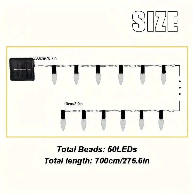 1pc 50LED Solar Strawberry String Lights 7m/275.59in Outdoor Garden Lights 8 Lighting Modes For Bedroom Yard Garden Wedding