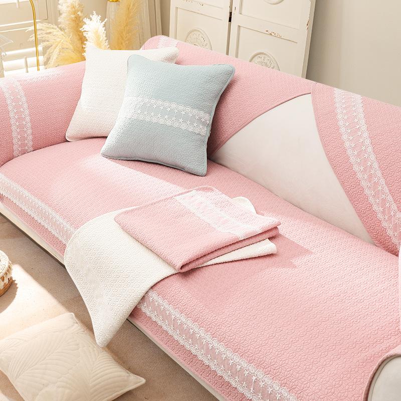 Cuscino per Divano in Puro Cotone Stile Rustico Quattro Stagioni Universale Antiscivolo Cuscini Semplice Set Copertura Copertura Panno Asciugamano