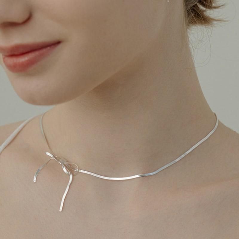 TOU [Silver925] WE011 Silver snake ribbon necklace