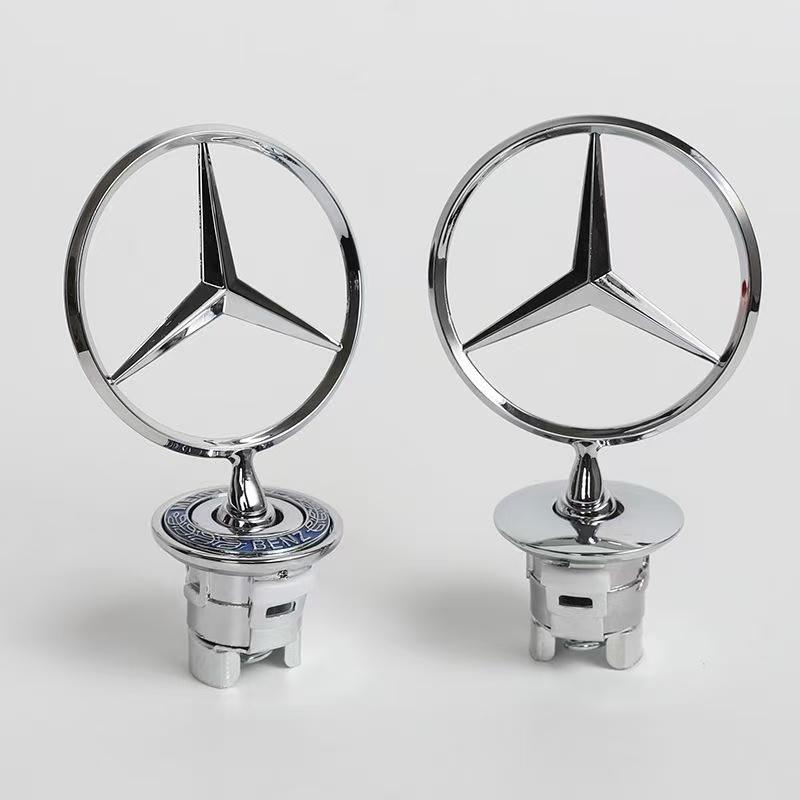 AABGS1 1pcs 44mm For Mercedes Benz W203 W204 W205 W206 W212 W213 W222 W223 Car Logo Front Hood Emblem 3D Metal Blue Chrome Star Bonnet