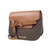Michael Kors MK Emilia Commuter Fashion Design Classic Monogram Color Block Leather Saddle Bag Women Shoulder Bag Dark-Brown Brown 35S2GU5C1B-BROWN
