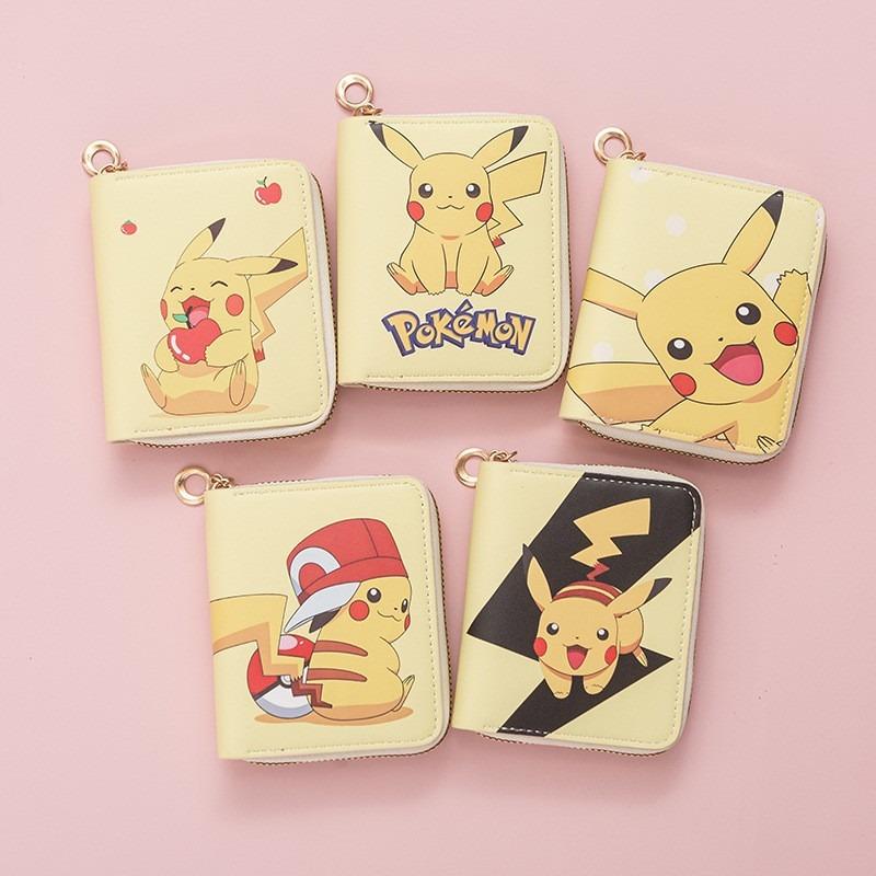 Fashion Pikachu Cute Printed Change Bag Cartoon Anime Schoolgirl Short Zipper Small Wallet Portable