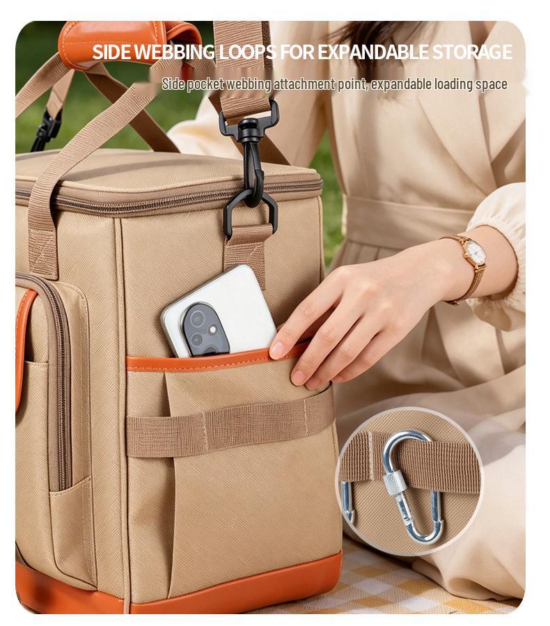 Large Capacity Insulated Outdoor Picnic Crossbody Travel Bag for Camping & Food Storage