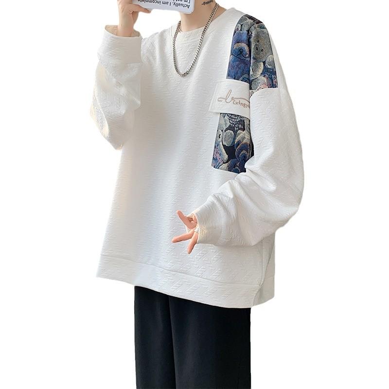 Velvet Sweatshirt for Men In Autumn and Winter New Loose Sweatshirt Men's Coat New Year Couple Versatile Round Neck Men's Top