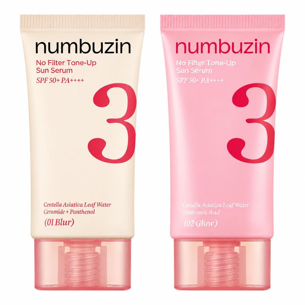 numbuzin No.3 Porcelain Base-skip Tone Up Beige Sunscreen 50ml 01 Blur / 02 Glow (7 Options)