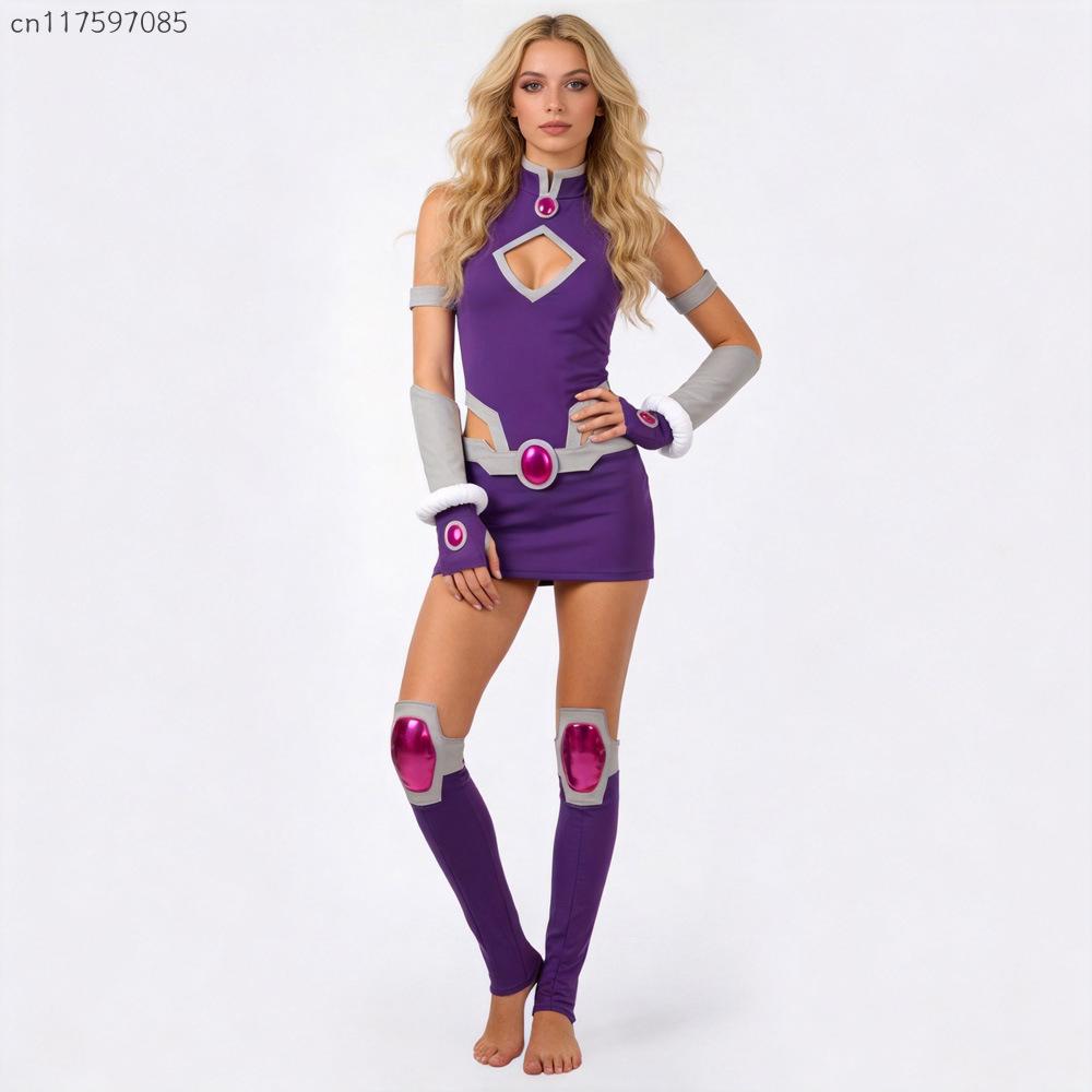 Starfire Princess Cosplay Costumes Purple Movie Koriand'r Stage Performance Uniform for Women Halloween Carnival Party Outfits