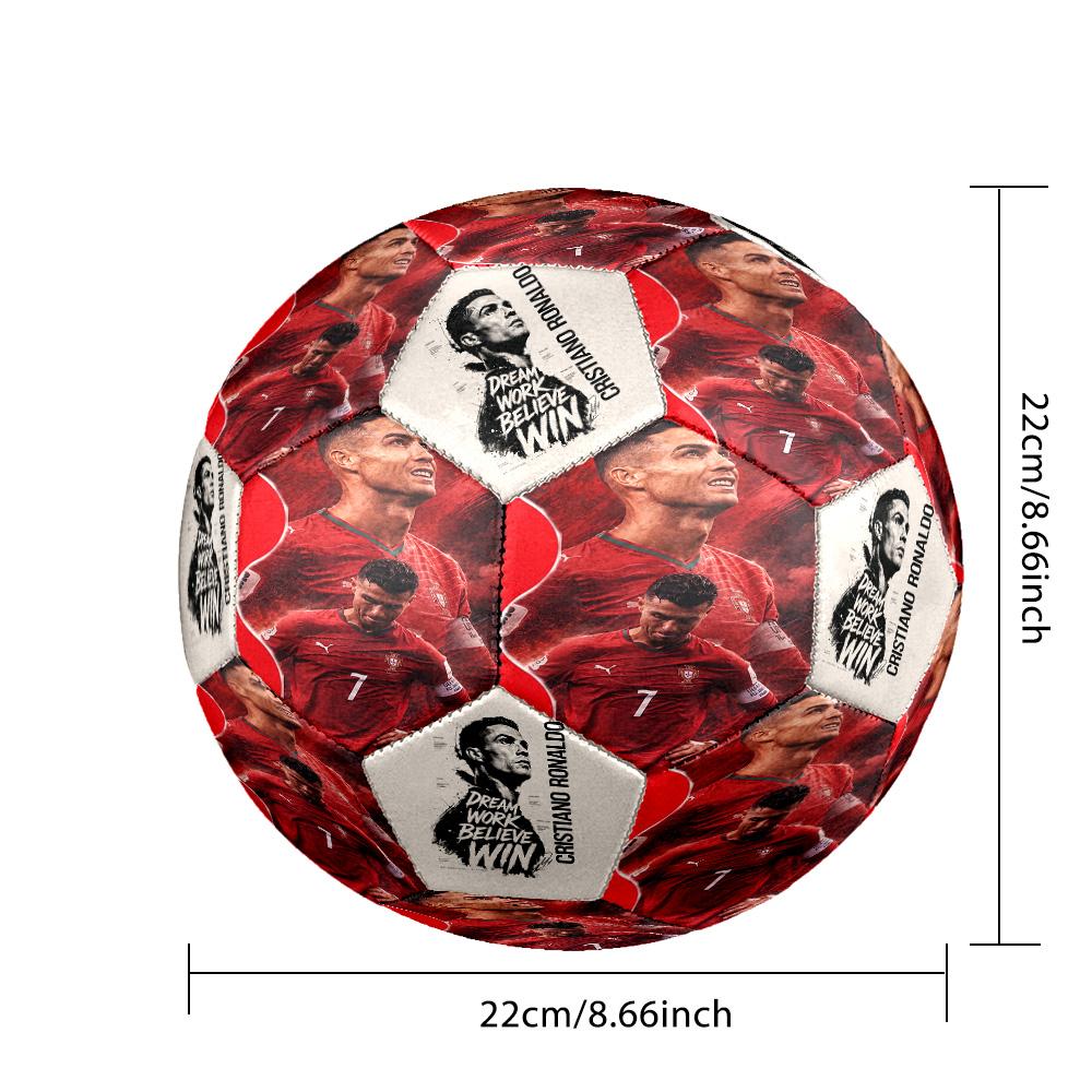 Ronaldo's Portugal Jersey Soccer Ball Size 5 Football Machine-Stitched Indoor/Outdoor Training and Matches Ideal for Soccer Enthusiasts