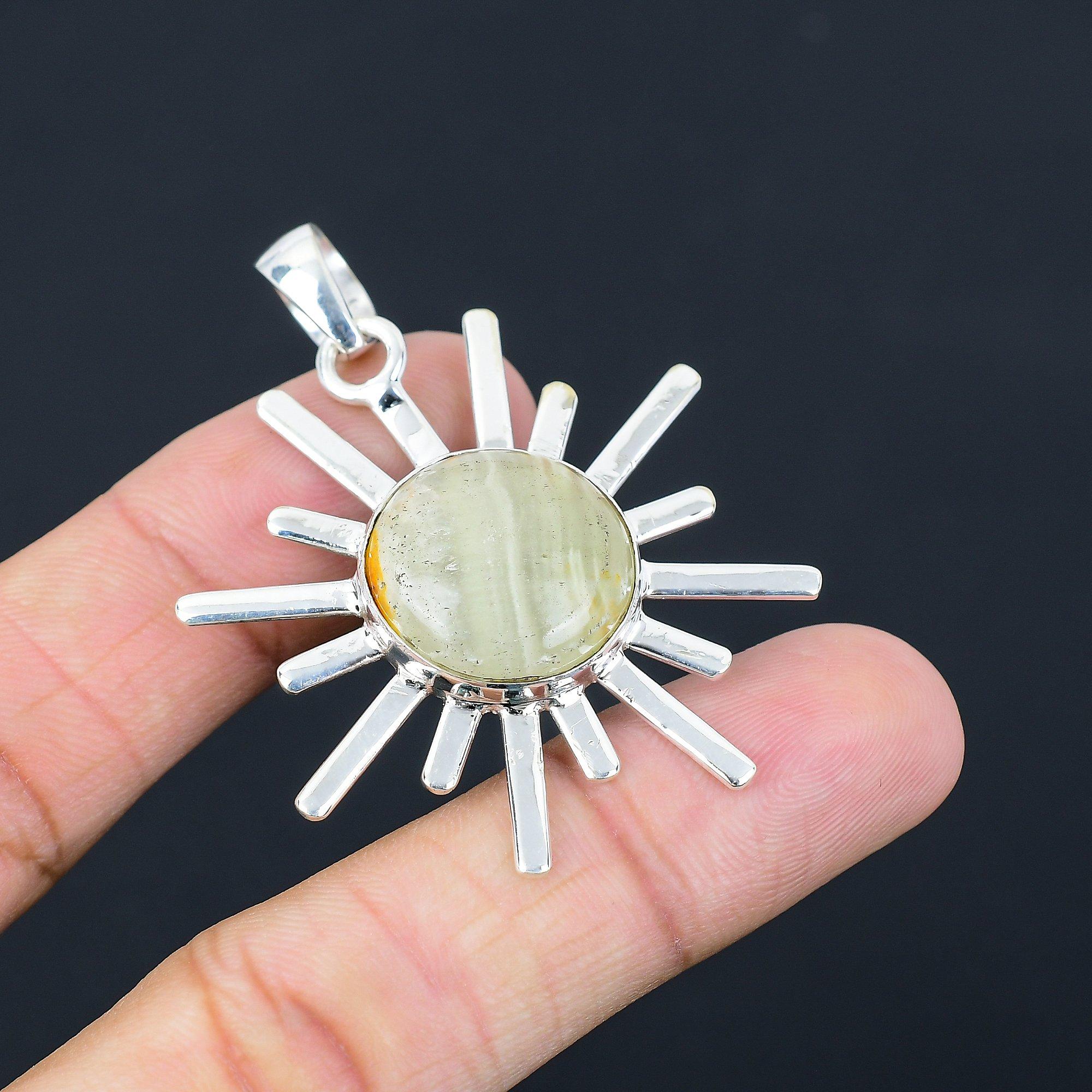 Sisters Day Sale 925 Silver Round Polychrome Jasper Stone Trendy Pendant Jewelry