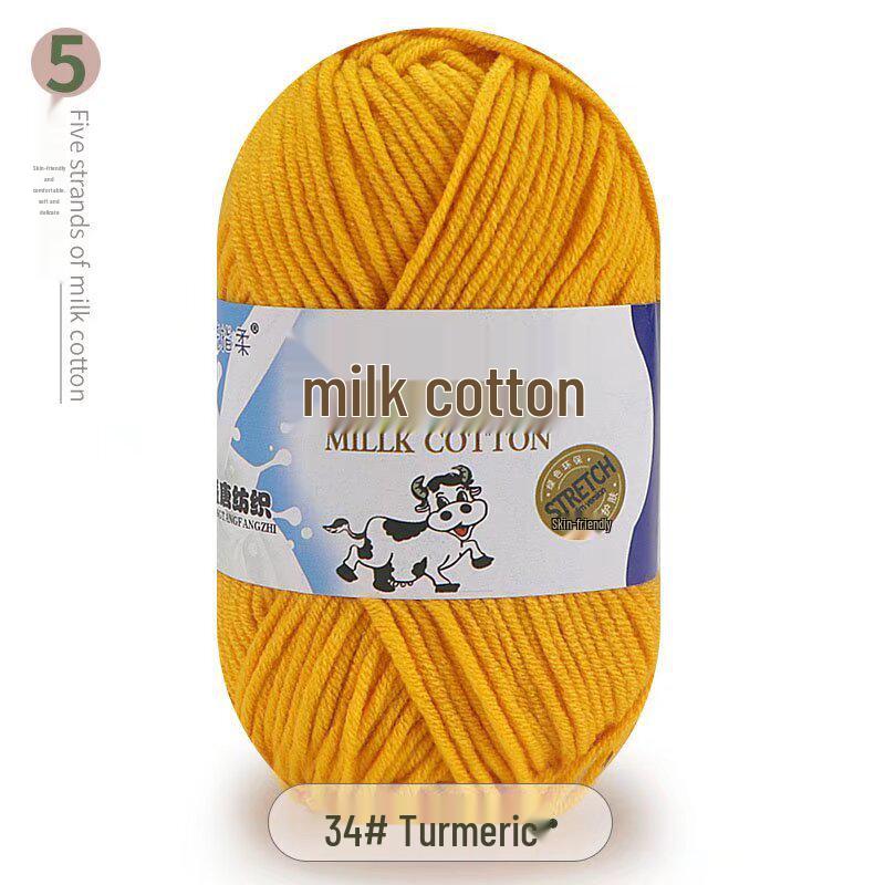 Five-Strand Milk Cotton Yarn for Crochet: Medium-Thick, Hand-Knitted DIY Kit for Dolls, Shoes, Scarves.