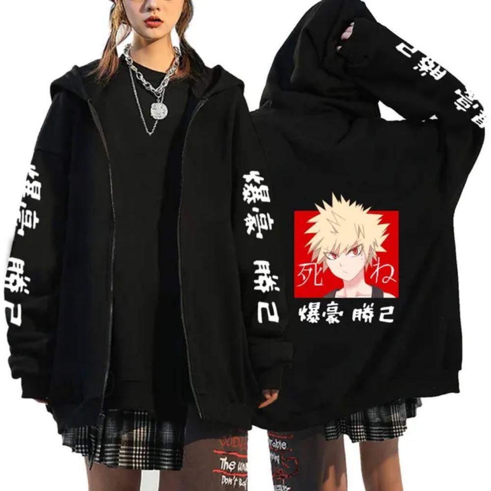 Hot Anime My Hero Academia Himiko Toga Graphic Print Hooded Men Women Zipper Hoodies Oversized Sweatshirt Harajuku Zip Up Jacket