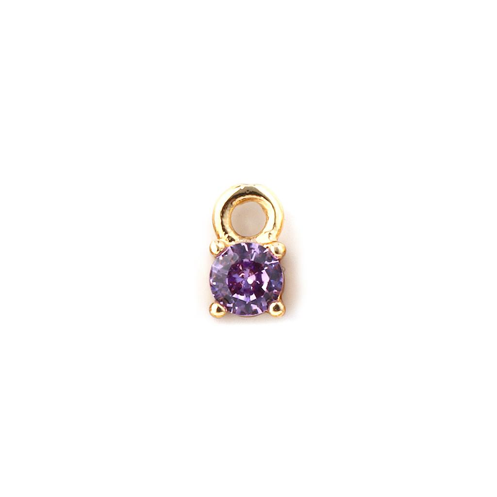 5 PCs Brass & Cubic Zirconia Birthstone Mini Round Charms 18K Gold Plated Pendants For Necklace Bracelet Making 6mm X 3mm
