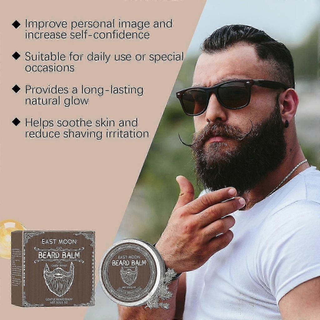 Cedar Wood Beard Wax For Men Nourishing, Softening Styling With Beeswax Coconut Oil
