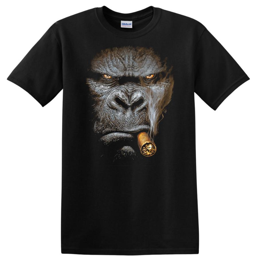Funny Monkey Face Smoking Cigar T Shirt Graphic Novelty Tee Cool Gift 2XL
