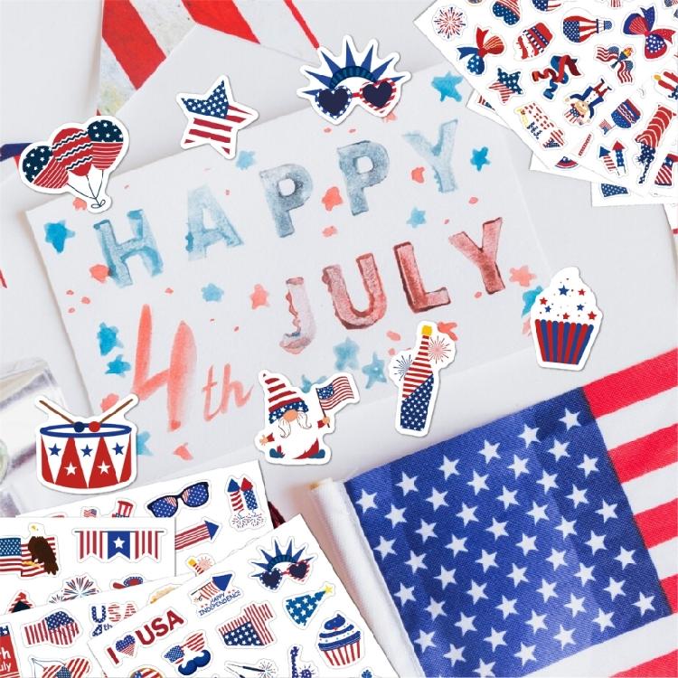 24 Sheets Independence Day Decorative Sticker Waterproof Sticker For Notebook Luggage Gift Packaging Decoration