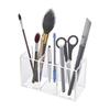3-Slot Acrylic Makeup Brush Organizer - Transparent Cosmetic Storage Tray for Bathroom Drawer & Vanity Countertop