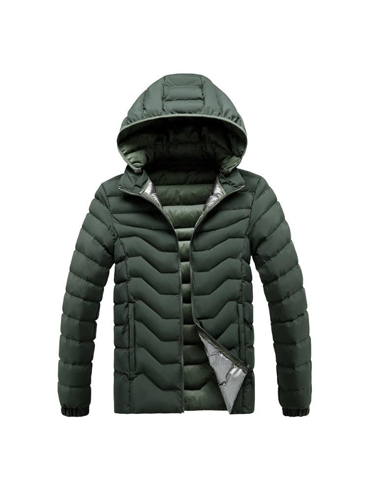 Winter Solid Colour Comfortable and Versatile Jacket Removable Cap Light Cotton Jacket Men's Models Padded Thickened Hooded Jacket Men