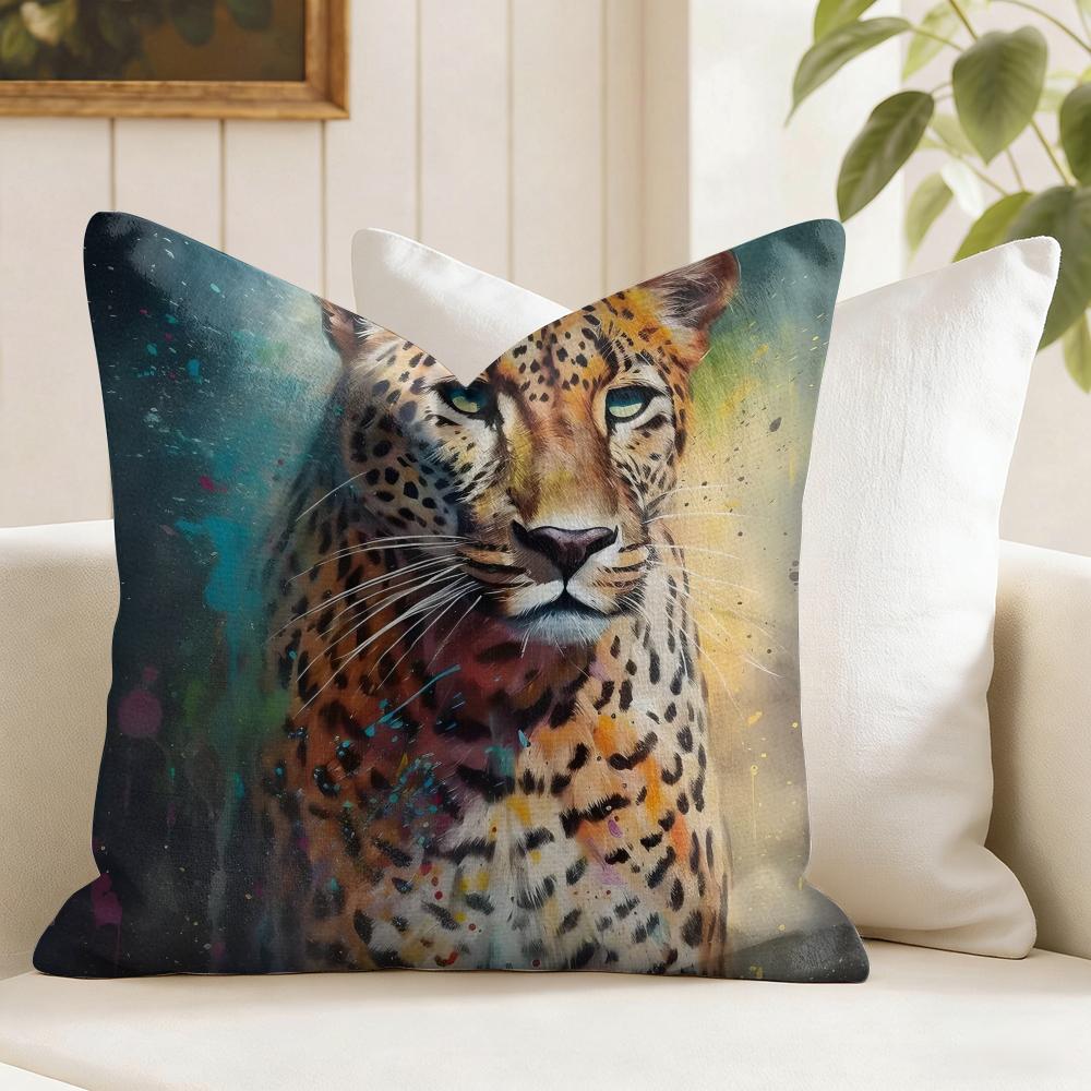 Lion Tiger Animal Cushion Cover Summer Linen Pillow Case Organic Fabric Cushion Cover DoubleSided Print Sofa Home Decor
