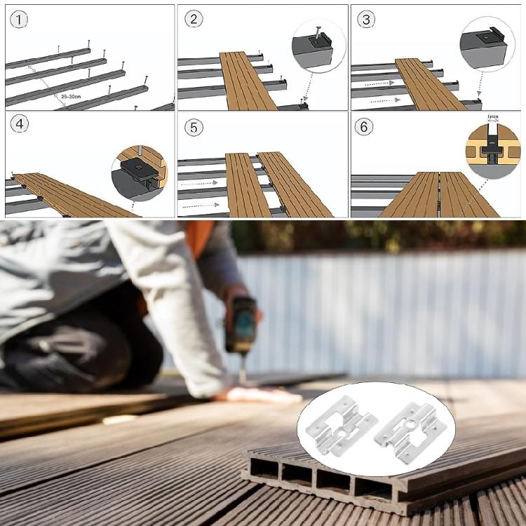 Stainless Steel Deck Clip Seamlessl Joining Brackets Rusts Proof Deck Clip for Composites Flooring Professional Assembly