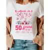 T-shirt Vintage pour Femme 1974 - Anniversaire des 50 ans Imprimé Floral & Années 70 Manches Courtes Col Rond Top