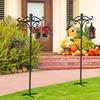 Suporte de pátio estável com 5 pinos, resistente, antiferrugem, para jardim ao ar livre, alimentador de pássaros, suporte de gancho, cesta de flores, cabide de luz solar, suporte de poste de lanterna