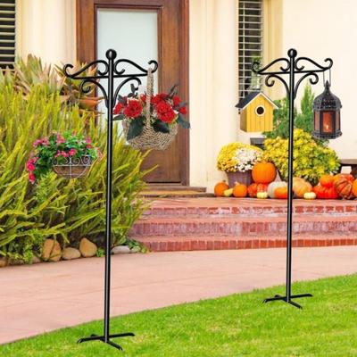 Patio Stand Stabiele 5-punts basis Zware roestwerende buitentuin Vogelvoederhaakhouder Bloem Plantenmand Hanger Zonne-licht Lantaarnpaalstandaard