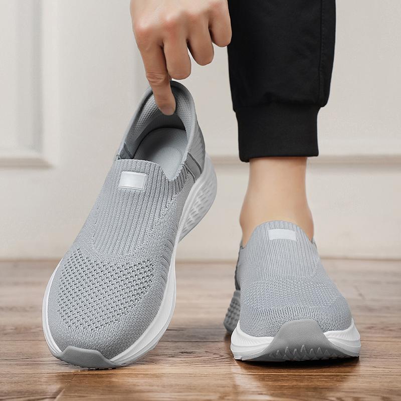 Men's shoes  new work sports leisure net shoes breathable thick soles with a slip-on flying knitting socks shoes