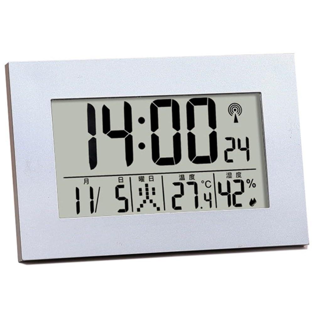 Alarm Clock Radio-controlled Temperature Humidity Meter Digital Wall Calendar Date Day Display Suitable Bedroom Tabletop Compatible AA Batteries Body