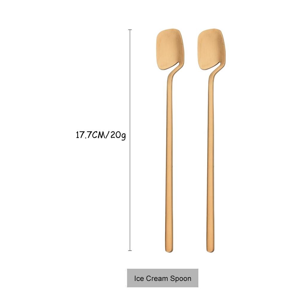 2dílné příbory z nerezové oceli 304 naběračka na zmrzlinu dlouhá lžíce kávová lžička příbory matné barevné medové lžičky nádobí kuchyňské doplňky