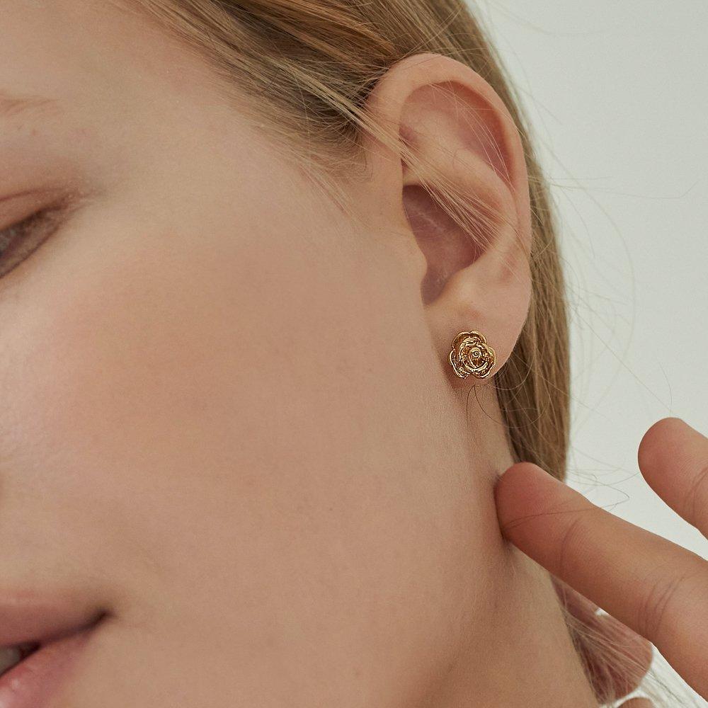 [S925Post] Golden Rose Earring / Golden Rose