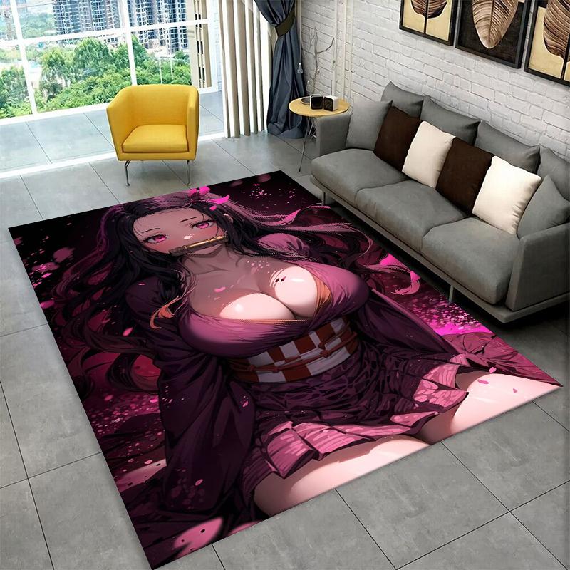 Cartoon Demon Slayer Anime Kamado Nezuko Tanjirou Carpet Rug for Playroom Bedroom Living Room Sofa Home,kid Non-slip Floor Mat