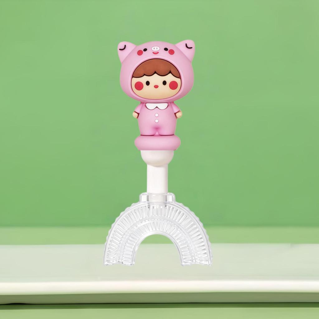 U-Shaped Silicone Toothbrush for Kids 1-12 Years, Soft Bristles, Cute Cartoon Handle