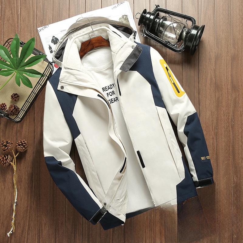 Spring and Winter Outdoor Jacket Men's and Women's Detachable Two-piece Thick Windproof Waterproof Mountaineering Clothing