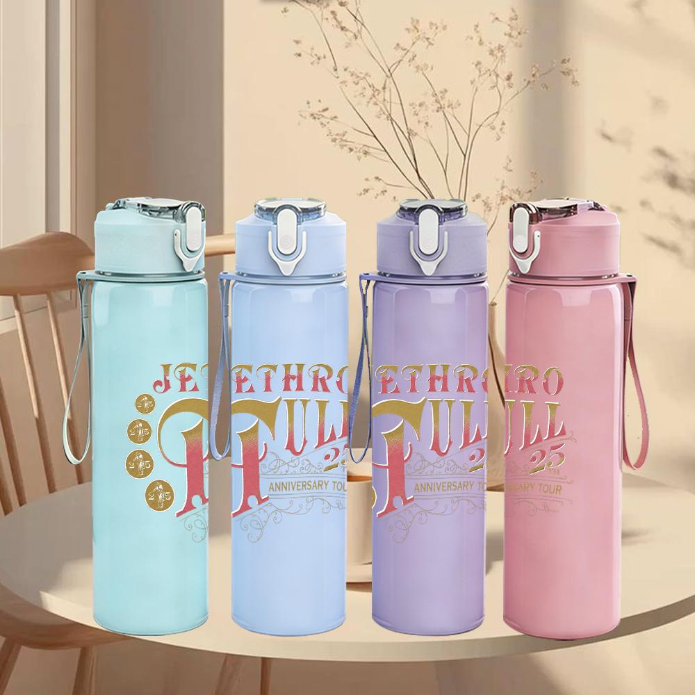1PC Jethro Tull Retro Band Text Logo Print 750ml Portable Sports Water Bottle Leakproof Gym Outdoor Travel Drink Cup