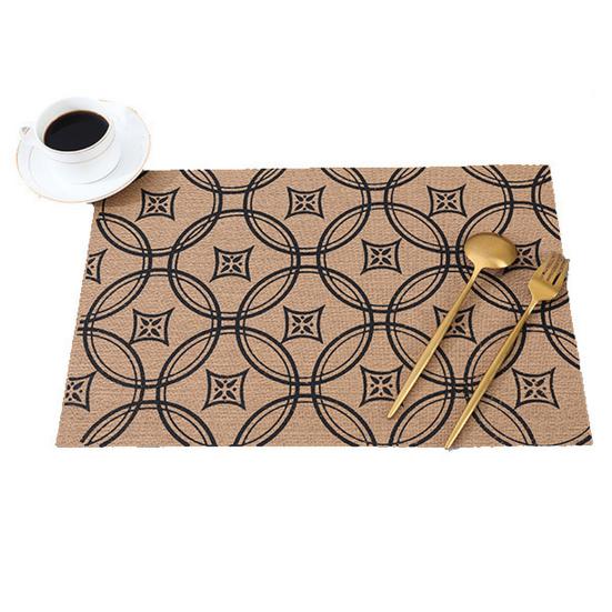 Vintage Placemat Heat-Resistant Non-slip PVC Heat Insulation Rectangle Dining Table Protection Decoration Pad Kitchen Supplies