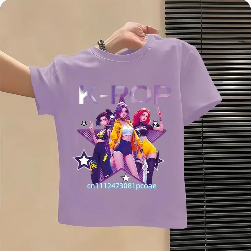 Kpop Childrens T Shirt Cartoon Graphic Short Sleeve Summer Comfortable Top Funny Gift for Fans Harajuku TShirts Girls Clothes