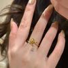 Ancient Gold Crafts Brushed Lily of the Valley Rings for Women Tassel Inlaid Diamonds Water Drop Diamond Female Ring Adjustable