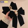 Black Velvet Rose Bow Hair Clip for Women's Elegant Ponytail Clip Fashion Hair Accessory