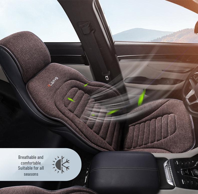 Universelles Vier-Jahreszeiten Leinen Autositzkissen - Atmungsaktiv, Halbumschließende Satteldecke für den Sommer