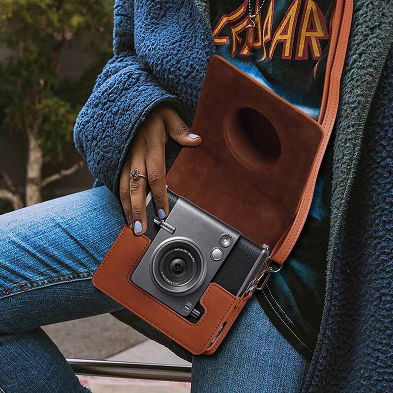 For Instax Wide Evo Camera Retro Camera Bag Protective Case Pu Leather Cover With Shoulder Strap Storage Protective Bag
