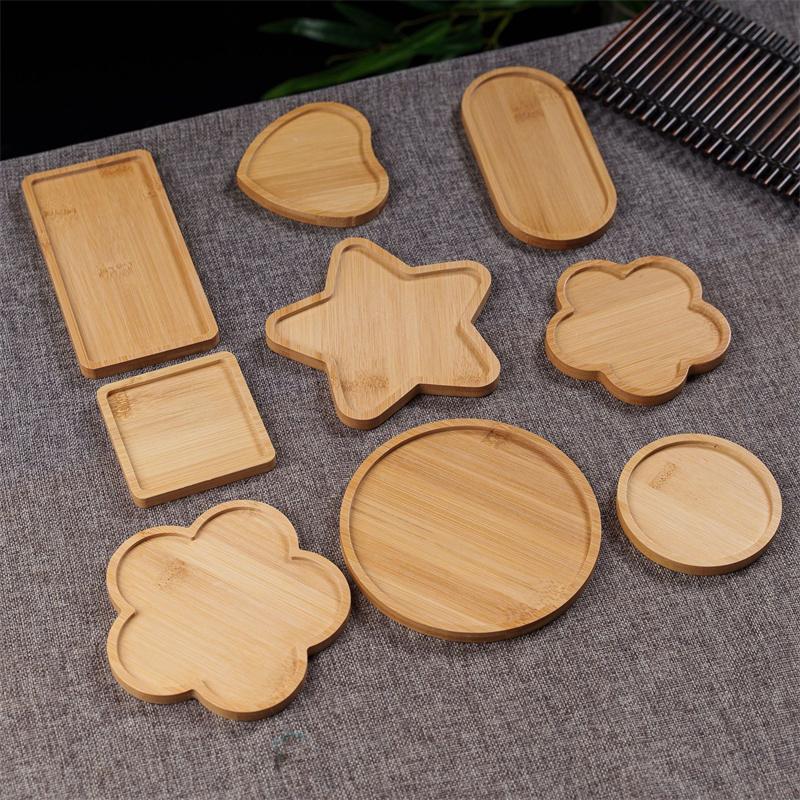 Bambus Teetablett Holz Untertasse Blumentopf Tablett Tassenunterlage Untersetzer Teller Für Küche Dekorative Platte Kreativer Untersetzer Kaffeetassenmatte