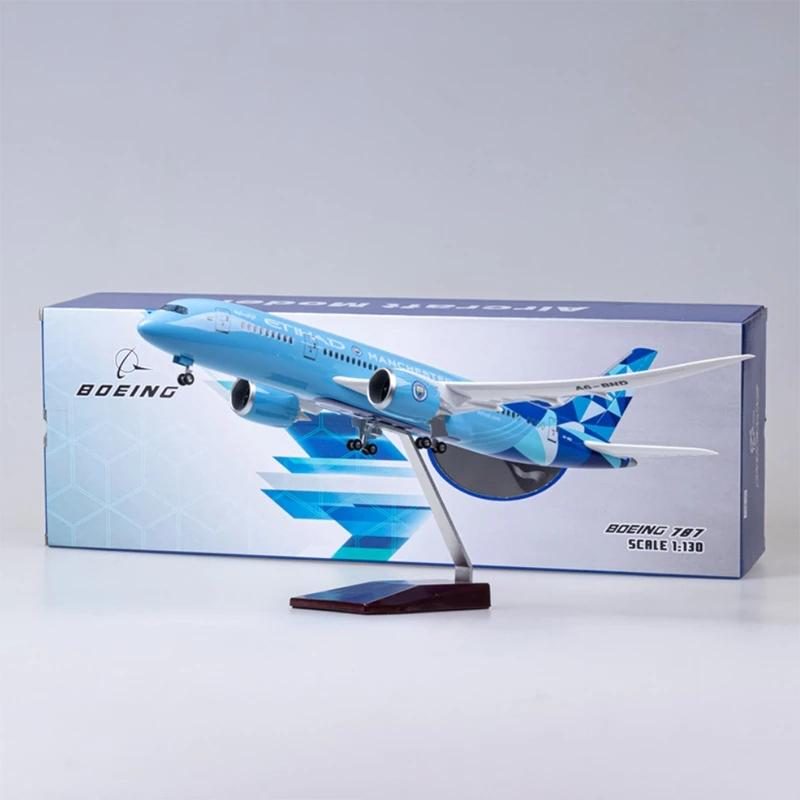 Replica 1:157 Scale B787 787 Etihad Blue Airlines Airplane 47CM Resin Plastic Assembly Plane Model For Collection Interior