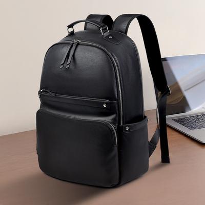 Sac à dos décontracté en cuir véritable, tendance et de grande capacité, idéal pour l'école ou le voyage.